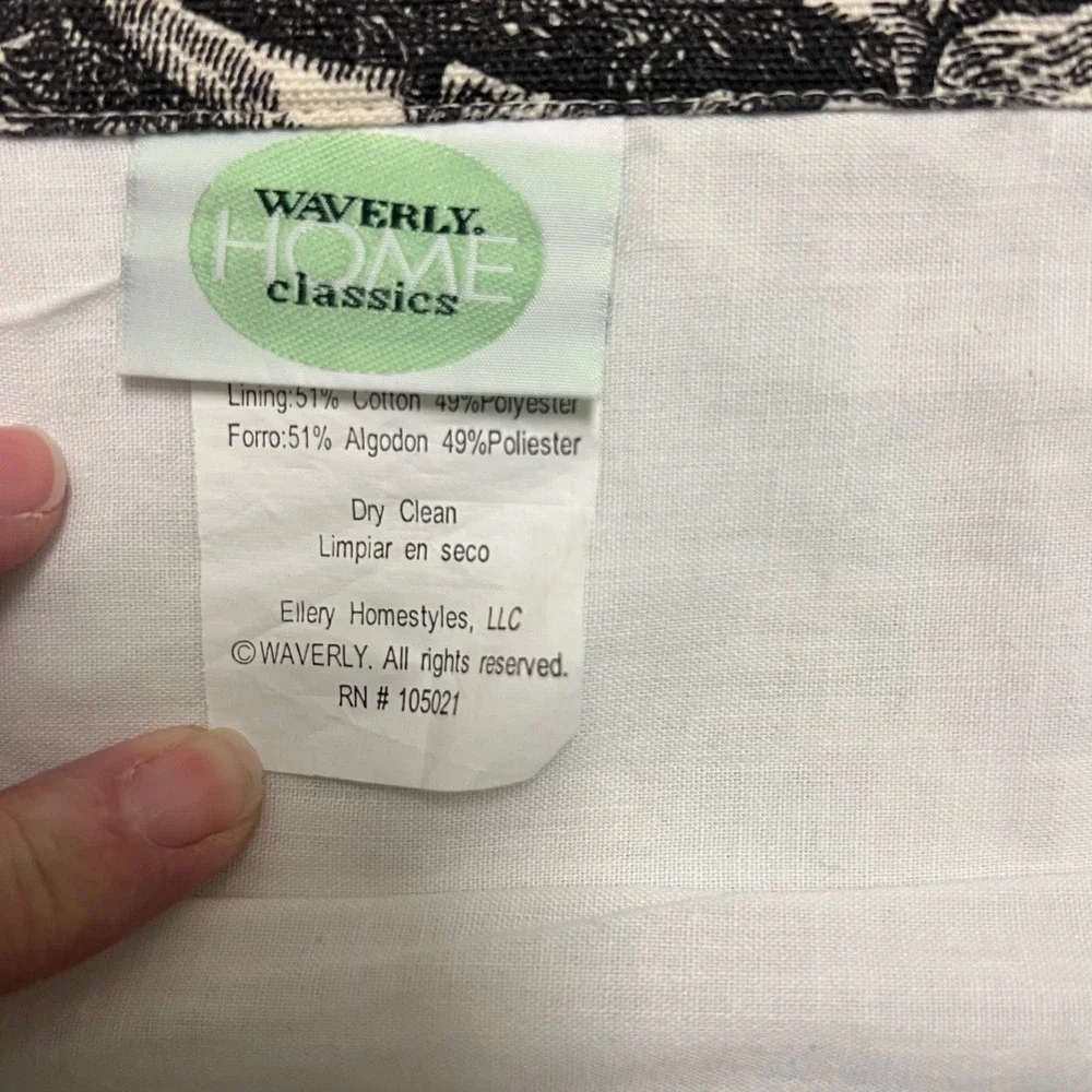 2 Waverly Home Classics Country Life Toile Cotton Valance Black White 52